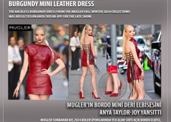 Аня Тейлор-Джой зеркально отразила бордовое кожаное мини-платье Mugler